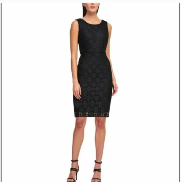 Dkny Circle Lace Sheath Dress, Created for Macy's - Black 6